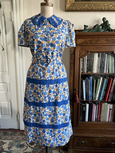 Vintage 1930s blue orange - 1930s,